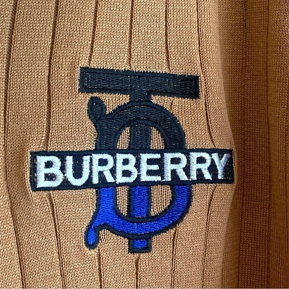 Burberry Pullover V-Neck Cardigan XL Caramel Brown/White Quiet Luxury NWT - Picture 5 of 14